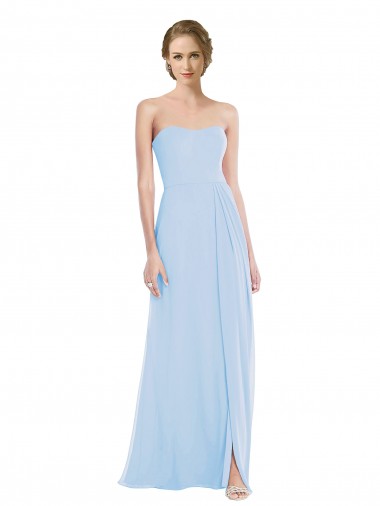 Azul Céu Claro Linha A Amor Comprimento Chão Vestido de Madrinha / Vestido de Festa Acessíveis