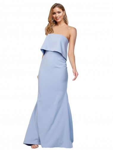 Lombar Azul Céu Claro Linha A Sem alças Comprimento Chão Vestidos de Madrinha / Vestidos de Noite / Vestidos de Festa Acessíveis