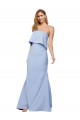 Lombar Azul Céu Claro Linha A Sem alças Comprimento Chão Vestidos de Madrinha / Vestidos de Noite / Vestidos de Festa Acessíveis