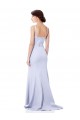 Azul Céu Claro Sereia Decote Alto Comprimento Chão Vestidos de Festa / Vestidos de Madrinha Acessíveis