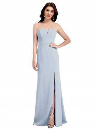 Lombar Azul Céu Claro Trombeta Sem alças Comprimento Chão Vestidos de Madrinha / Vestidos de Festa Acessíveis