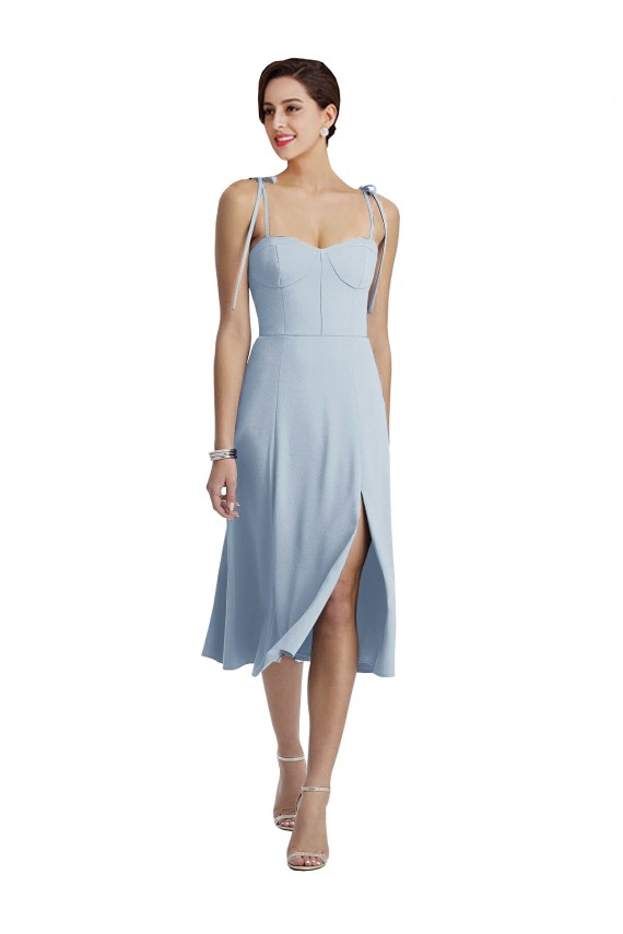 Azul Céu Claro Linha A Amor Comprimento Midi Vestidos de Madrinha / Vestidos de Festa / Vestidos de Cocktail / Vestidos de Homecoming Acessíveis