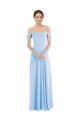 Azul Céu Claro Linha A Fora do Ombro Comprimento Chão Vestidos de Madrinha / Vestidos de Noite Acessíveis