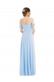 Azul Céu Claro Linha A Fora do Ombro Comprimento Chão Vestidos de Madrinha / Vestidos de Noite Acessíveis