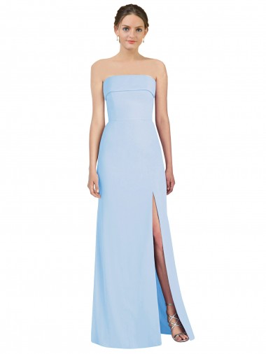Lombar Azul Céu Claro Trombeta Sem alças Comprimento Chão Vestidos de Madrinha / Vestidos de Noite Acessíveis