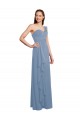 Azul Empoeirado Linha A Amor Comprimento Chão Vestido de Madrinha / Vestido Formais Acessíveis