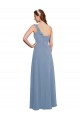 Azul Empoeirado Linha A Amor Comprimento Chão Vestido de Madrinha / Vestido Formais Acessíveis