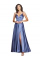 Lombar Azul Francês Linha A Amor Comprimento Chão Vestidos de Madrinha / Vestidos de Noite / Vestidos de Festa Acessíveis