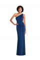 Azul Real Bainha Um Ombro Comprimento Chão Vestidos de Madrinha / Vestidos de Festa Acessíveis