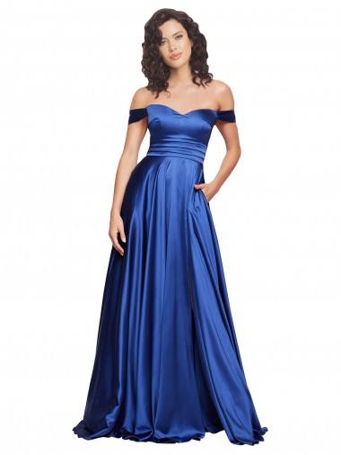 Azul Real Linha A Amor Comboio Varredela Vestidos de Madrinha / Vestidos de Noite / Vestidos de Festa Acessíveis