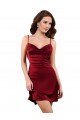 Criss Cruz Borgonha Bainha Decote Capuz Comprimento Midi Vestidos de Madrinha / Vestidos de Noite / Vestidos de Festa Acessíveis