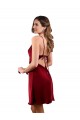 Criss Cruz Borgonha Bainha Decote Capuz Comprimento Midi Vestidos de Madrinha / Vestidos de Noite / Vestidos de Festa Acessíveis