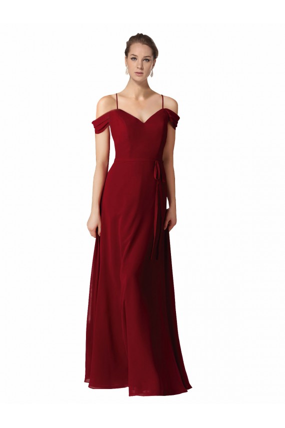 Borgonha Linha A Amor Comprimento Chão Vestido de Madrinha / Vestido de Noite Acessíveis