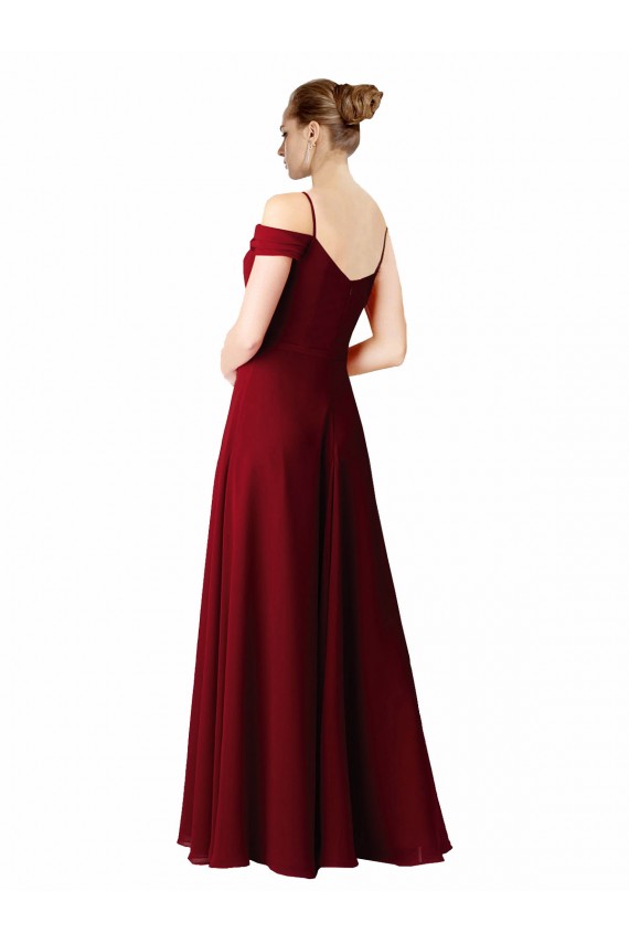 Borgonha Linha A Amor Comprimento Chão Vestido de Madrinha / Vestido de Noite Acessíveis