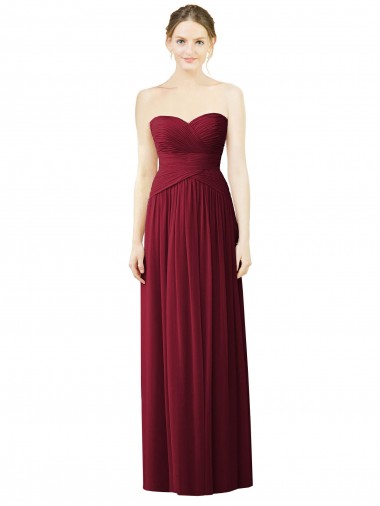 Borgonha Linha A Amor Comprimento Chão Vestido de Noite / Vestidos de Madrinha Acessíveis