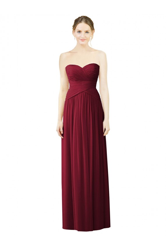 Borgonha Linha A Amor Comprimento Chão Vestido de Noite / Vestidos de Madrinha Acessíveis