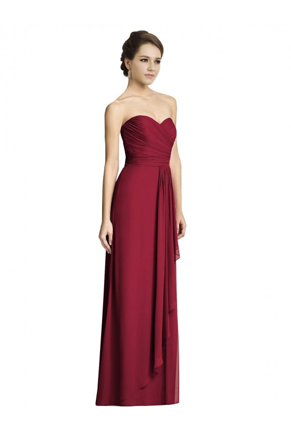 Borgonha Linha A Amor Comprimento Chão Vestidos Formais / Vestidos de Madrinha Acessíveis