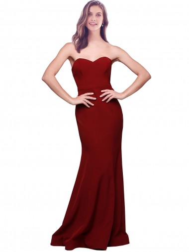 Lombar Borgonha Bainha Sem alças Comprimento Chão Vestidos de Madrinha / Vestidos de Noite / Vestidos de Festa Acessíveis