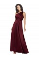 Borgonha Linha A Um Ombro Comprimento Chão Vestidos de Madrinha / Vestidos de Noite / Vestidos de Festa Acessíveis