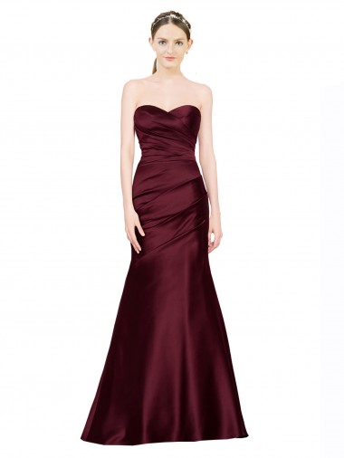 Lombar Borgonha Sereia Amor Comprimento Chão Vestidos de Madrinha / Vestidos de Noite / Vestidos de Festa Acessíveis