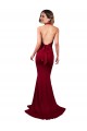 Abrir de volta Borgonha Sereia Decote V Comprimento Chão Vermelho Vestidos de Madrinha / Vestidos de Noite / Vestidos de Festa Acessíveis