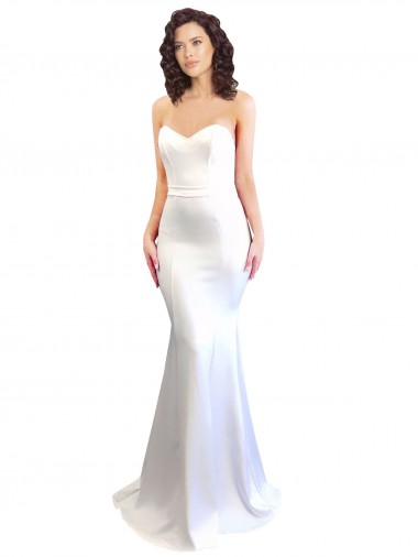 Lombar Branco Sereia Decote Alto Comprimento Chão Vestidos de Madrinha / Vestidos de Noite / Vestidos de Festa Acessíveis