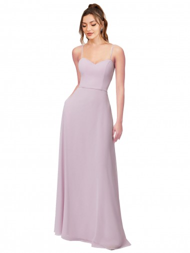 Brilho Rosa Linha A Amor Comprimento Chão Vestidos de Madrinha Acessíveis