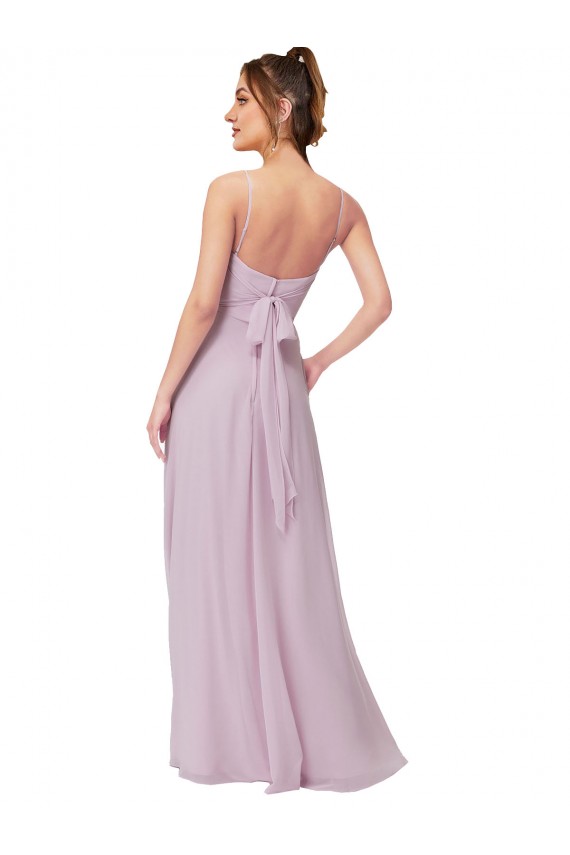 Brilho Rosa Linha A Amor Comprimento Chão Vestidos de Madrinha Acessíveis