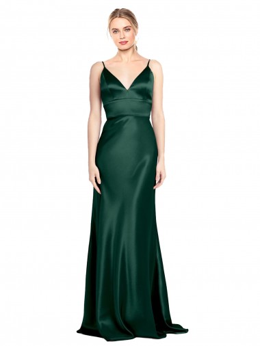 Costas em V Caçador Verde Bainha Decote Alto Comprimento Chão Vestidos de Madrinha / Vestidos de Noite / Vestidos de Festa Acessíveis