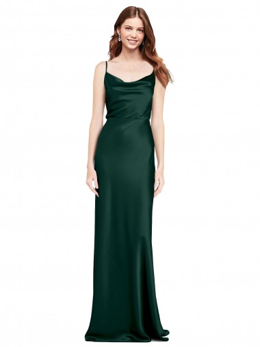 Costas em V Caçador Verde Bainha Decote Capuz Comprimento Chão Vestidos de Madrinha / Vestidos de Noite / Vestidos de Festa Acessíveis