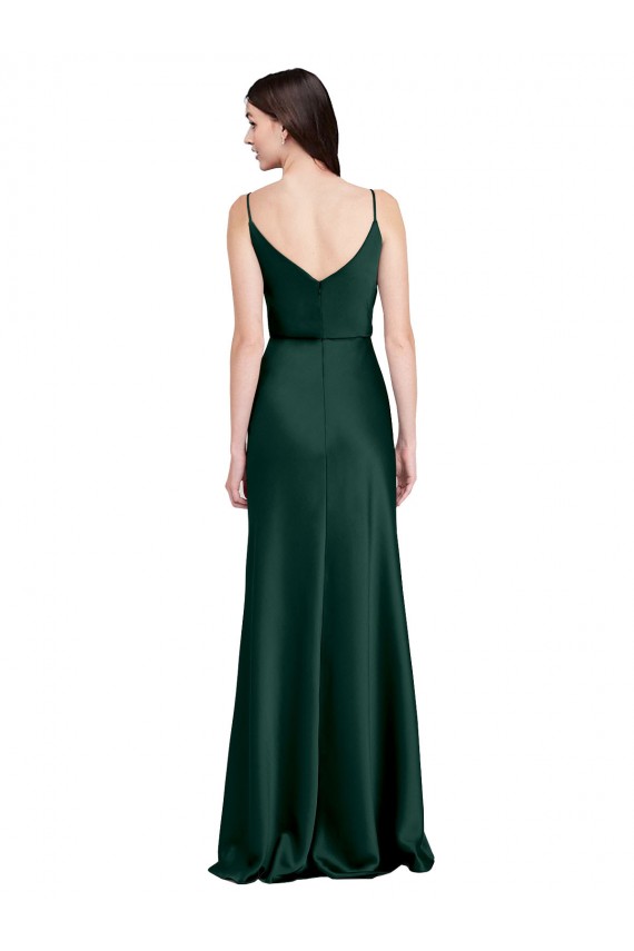 Costas em V Caçador Verde Bainha Decote Capuz Comprimento Chão Vestidos de Madrinha / Vestidos de Noite / Vestidos de Festa Acessíveis
