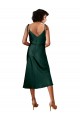 Caçador Verde Bainha Decote Capuz Comprimento Midi Vestidos de Madrinha / Vestidos de Noite / Vestidos de Festa Acessíveis