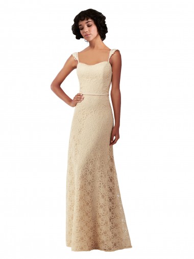 Champanhe Linha A Amor Comprimento Chão Vestidos de Madrinha Acessíveis