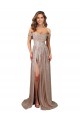 Champanhe Linha A Sem alças Comprimento Chão Vestidos de Madrinha / Vestidos de Noite / Vestidos de Festa Acessíveis