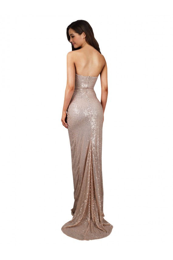 Lombar Champanhe Sereia Colher Comprimento Chão Vestidos de Madrinha / Vestidos de Noite / Vestidos de Festa Acessíveis