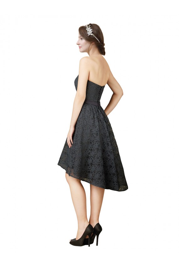 Cinza Ardósia Linha A Amor Alto Baixo Vestidos de Madrinha / Vestidos de Cocktail / Vestidos de Homecoming Acessíveis