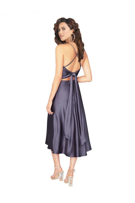 Buraco da fechadura Crepúsculo Linha A Colher Comprimento Midi Vestidos de Madrinha / Vestidos de Festa / Vestidos de Cocktail / Vestidos de Homecoming Acessíveis