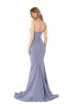 Lombar Fumo Azul Sereia Sem alças Comprimento Chão Vestidos de Madrinha / Vestidos de Noite / Vestidos de Festa Acessíveis