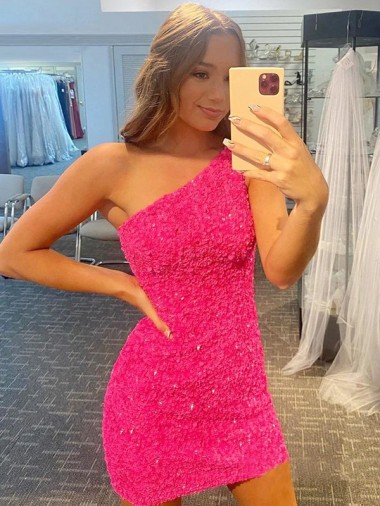 Bainha Um Ombro Curto Vestidos de Festa / Vestidos Formais Acessíveis