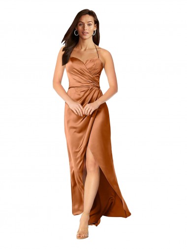 Lombar Laranja Linha A Amor Alto Baixo Vestidos de Madrinha / Vestidos de Noite / Vestidos de Festa Acessíveis