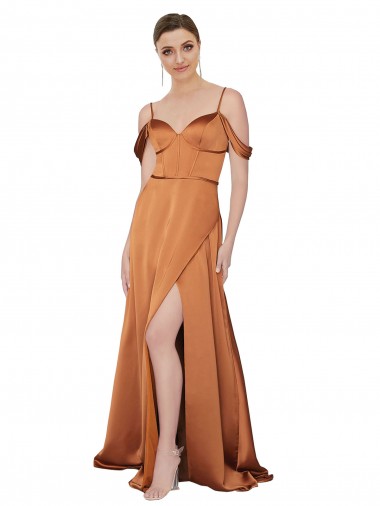 Lombar Laranja Linha A Amor Comprimento Chão Vestidos de Madrinha / Vestidos de Noite / Vestidos de Festa Acessíveis