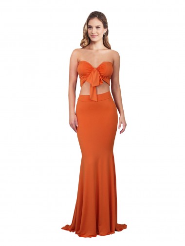 Laranja Sereia Sem alças Comprimento Chão Vestidos de Madrinha / Vestidos de Noite / Vestidos de Festa Acessíveis