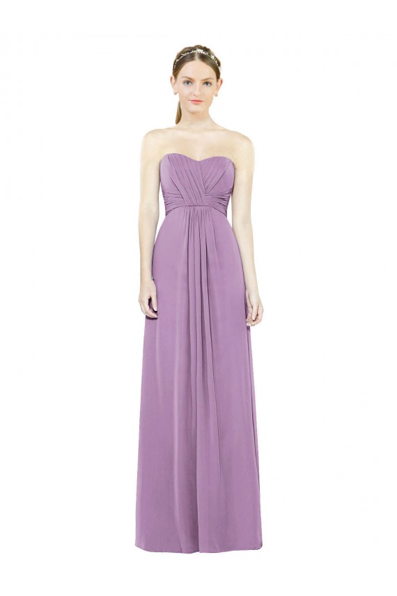 Lavanda Escura Linha A Amor Comprimento Chão Vestidos de Madrinha Acessíveis