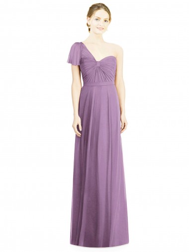 Abrir de volta Lavanda Escura Linha A Amor Comprimento Chão Vestidos de Madrinha Acessíveis