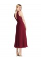 Costas em V Lilás Linha A Cabeçada Comprimento Chá Vestidos de Madrinha / Vestidos de Cocktail Acessíveis