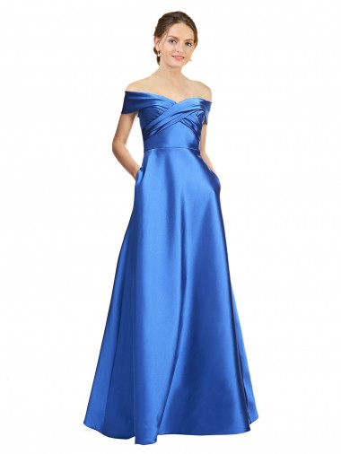 Linha A Fora do Ombro Comprimento Chão Longo Vestidos de Madrinha / Vestidos de Noite / Vestidos de Festa Acessíveis