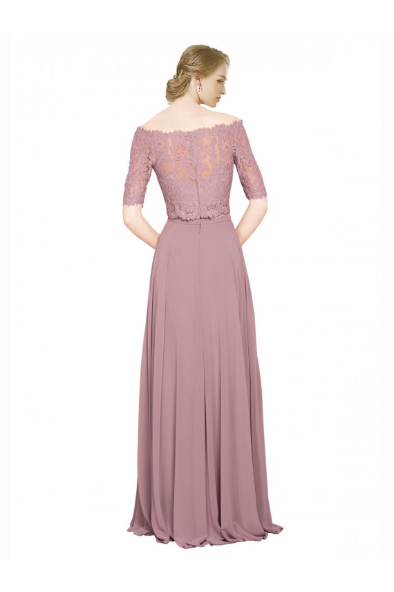 Linha A Fora do Ombro Comprimento Chão Vestidos de Madrinha / Vestidos de Festa Acessíveis