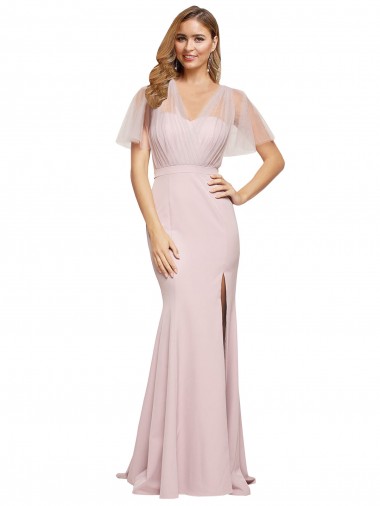 Costas em V Malva Bainha Amor Comprimento Chão Vestidos de Madrinha / Vestidos de Noite / Vestidos de Festa Acessíveis