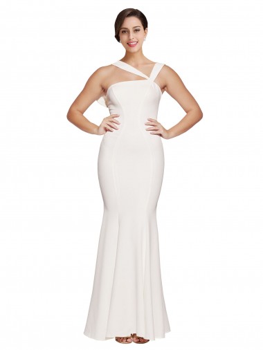 Lombar Marfim Bainha Decote Quadrado Comprimento Chão Vestidos de Madrinha / Vestidos de Noite / Vestidos de Festa Acessíveis
