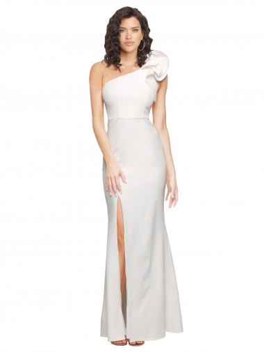 Marfim Bainha Um Ombro Comprimento Chão Vestidos de Madrinha / Vestidos de Noite / Vestidos de Festa Acessíveis